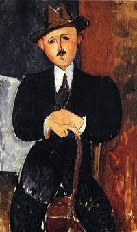 Amedeo Modigliani Seated man with a cane France oil painting art